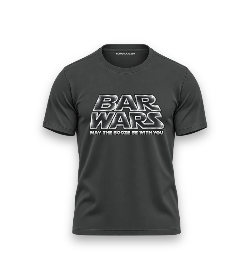 Charcoal T-shirt with Bar Wars lettering